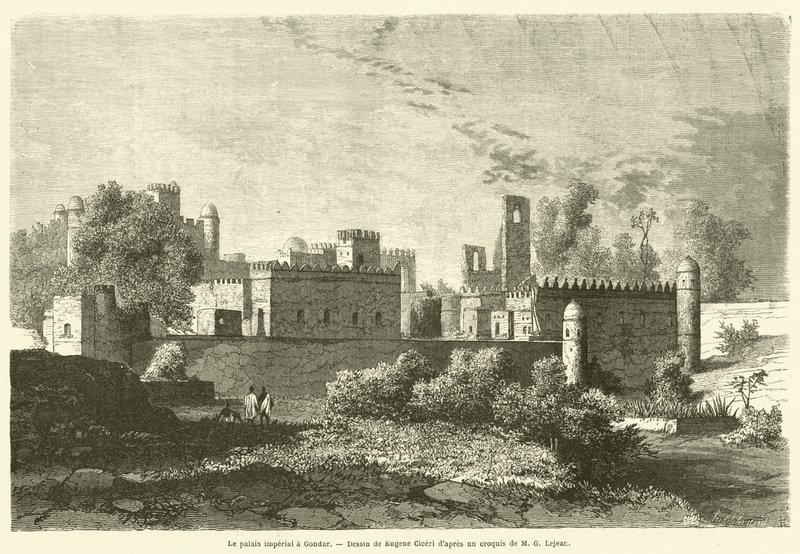 Le palais imperial a Gondar (kaiverrus) tekijältä French School