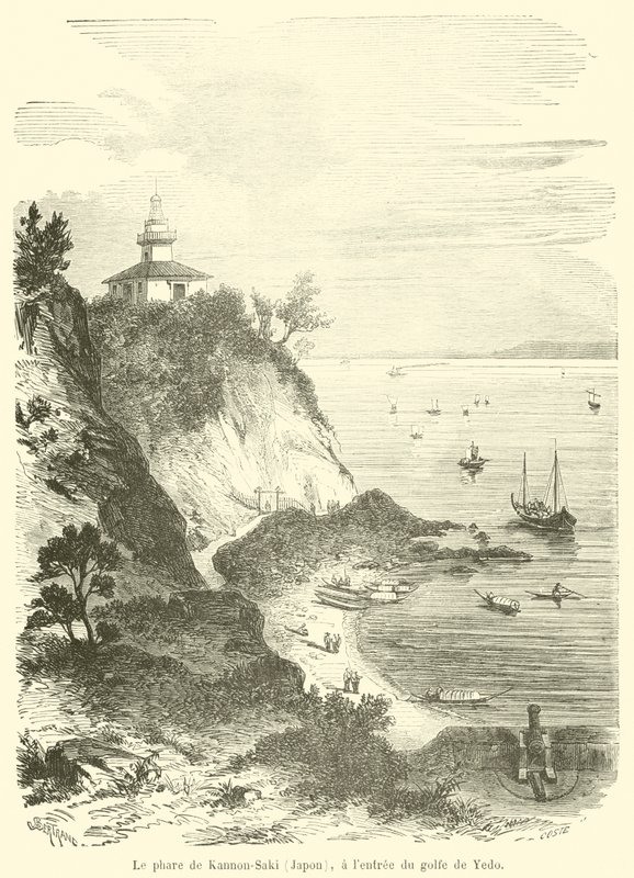 Kannon-Sakin majakka (Japani), Yedonlahden suulla (kaiverrus) tekijältä French School