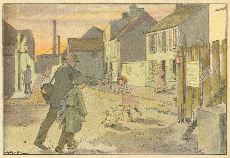 Isän paluu (väri litho) tekijältä French School