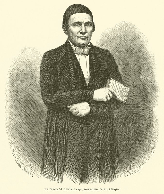 Pastori Lewis Krapf, lähetyssaarnaaja Afrikassa (kaiverrus) tekijältä French School