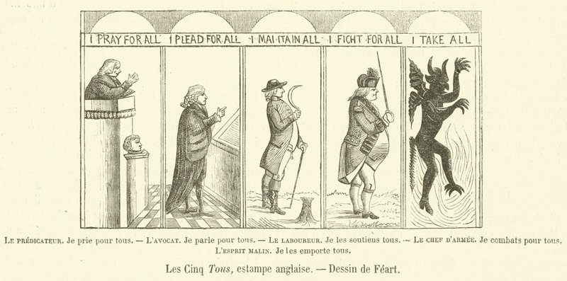 The Five All, Englanninkielinen printti (kaiverrus) tekijältä French School