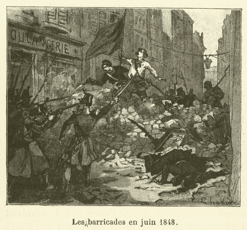 Barrikadit kesäkuussa 1848 (kaiverrus) tekijältä French School
