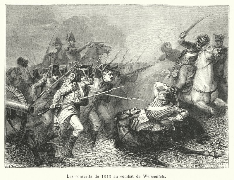 Varusmiehet 1813 Weissenfelsin taistelussa (kaiverrus) tekijältä French School