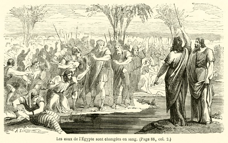 Egyptin vedet muuttuvat vereksi (kaiverrus) tekijältä French School