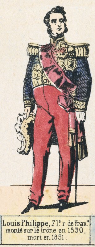 Louis-Philippe, 71. Ranskan kuningas, nousi valtaistuimelle vuonna 1830, kuoli vuonna 1851 (värillinen kaiverrus) tekijältä French School