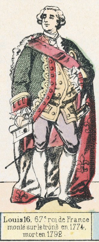 Louis 16, 67. Ranskan kuningas, nousi valtaistuimelle vuonna 1774, kuoli vuonna 1792 (värillinen kaiverrus) tekijältä French School