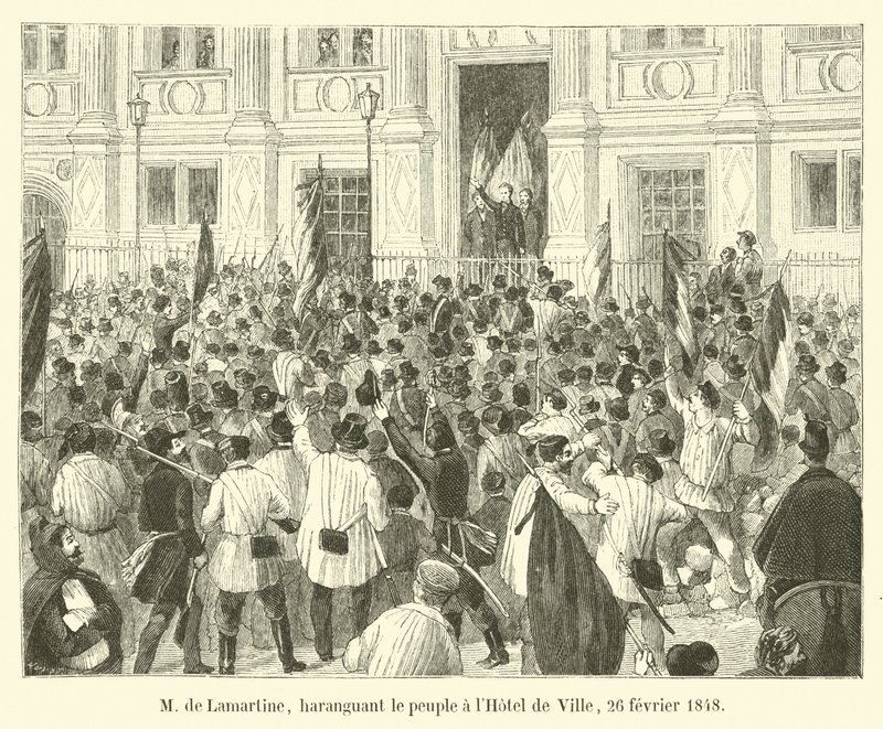 herra de Lamartine, kiusaa ihmisiä Hôtel de Villessa, 26. helmikuuta 1848 tekijältä French School