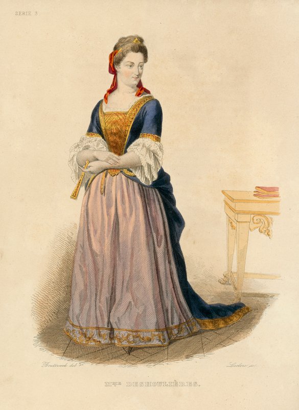 Madame Deshoulieres (värillinen kaiverrus) tekijältä French School