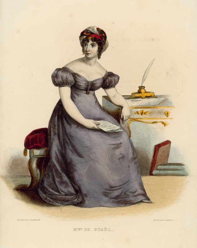 Madame de Stael (värillinen kaiverrus) tekijältä French School