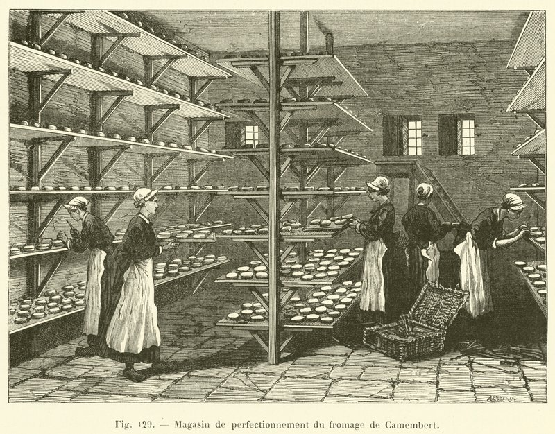 Camembert-juustokauppa (kaiverrus) tekijältä French School