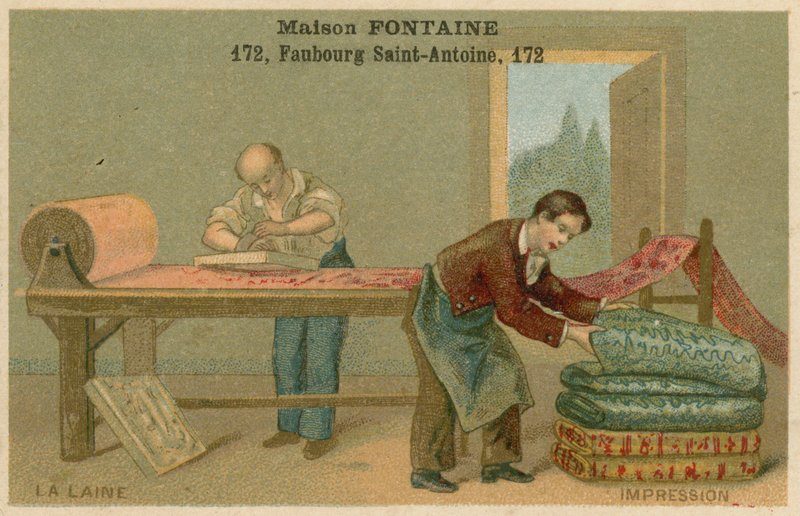 Maison Fontaine kauppakortti, villapainatus tekijältä French School