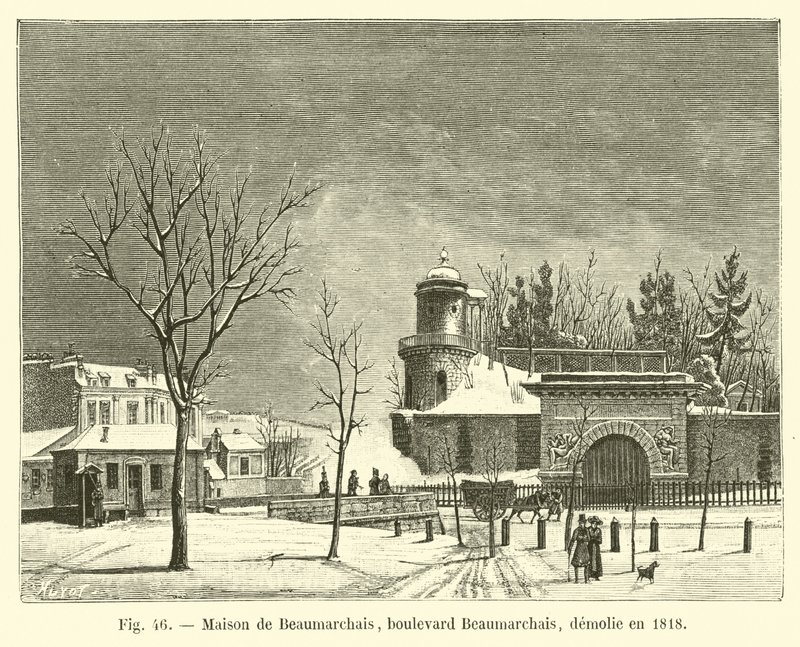 Maison de Beaumarchais, Boulevard Beaumarchais, purettiin vuonna 1818 tekijältä French School