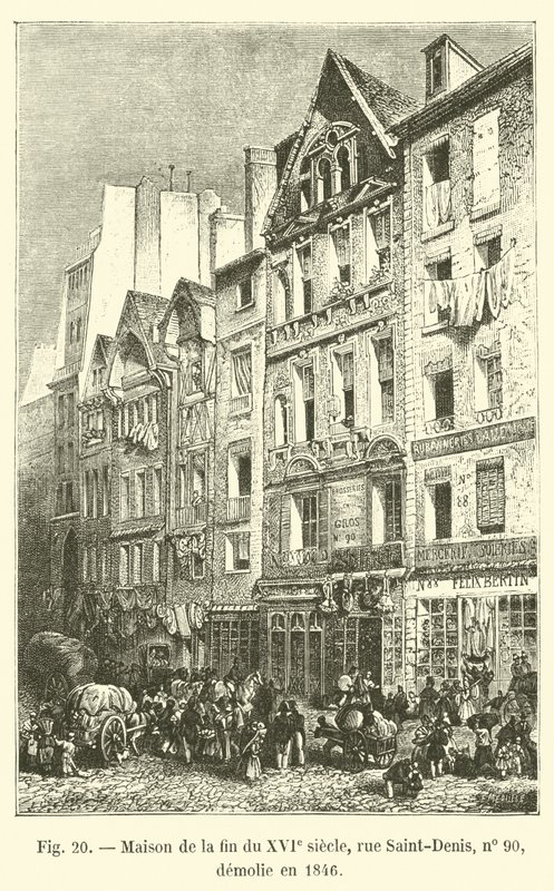 1500-luvun lopun talo, rue Saint-Denis, nro 90, purettu vuonna 1846 tekijältä French School