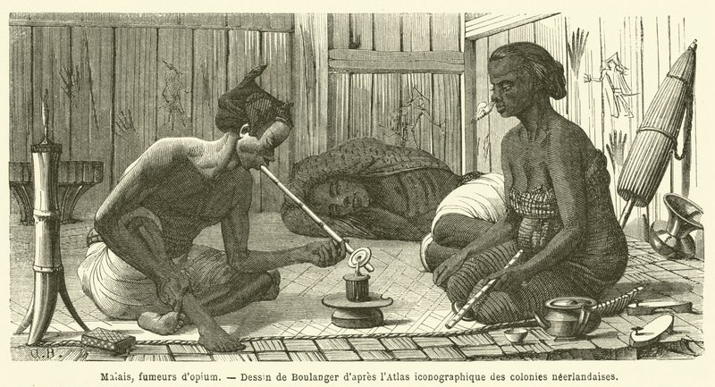 malaiji, oopiumin tupakoitsijat (kaiverrus) tekijältä French School