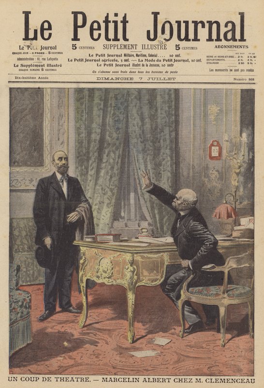 Marcelin Albert tapaa Ranskan pääministerin Georges Clemenceaun (väri litho) tekijältä French School