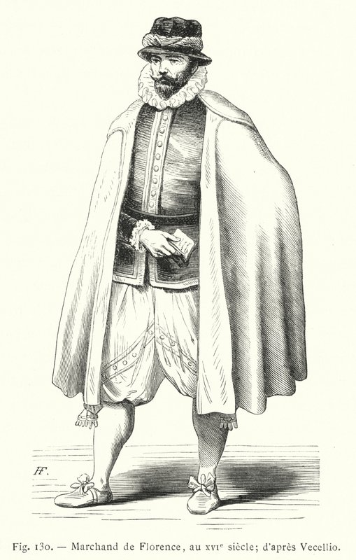 Firenzen kauppias 1500-luvulla; Vecellion jälkeen (kaiverrus) tekijältä French School
