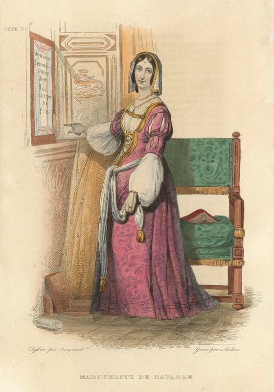 Marguerite de Navarre (värillinen kaiverrus) tekijältä French School