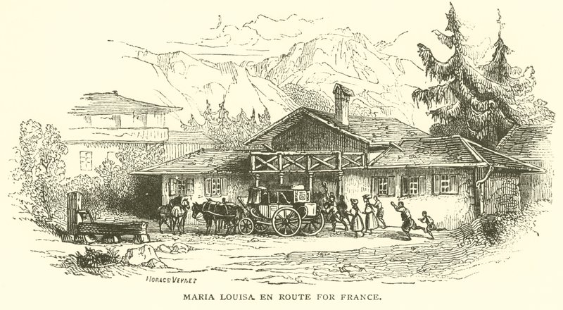 Maria Louisa matkalla Ranskaan (kaiverrus) tekijältä French School