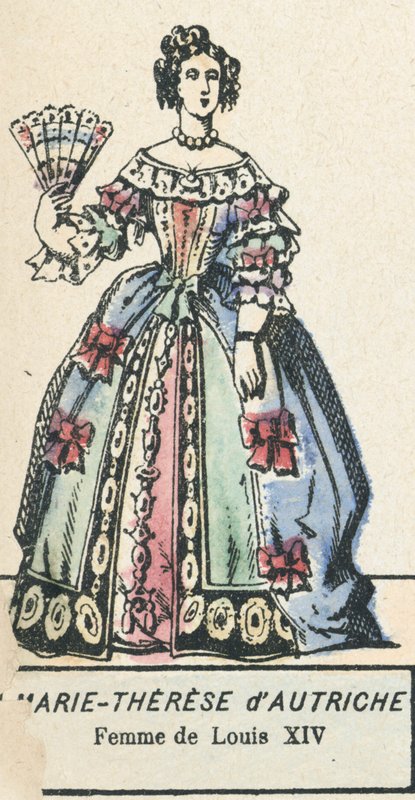 Marie-Therese Itävallasta, Ludvig XIV:n vaimo (värillinen kaiverrus) tekijältä French School