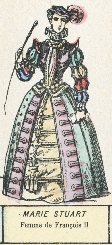 Mary Stuart, Francois II:n vaimo (värillinen kaiverrus) tekijältä French School