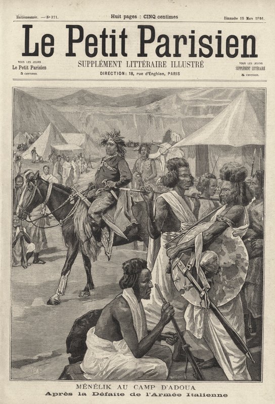 Menelik II, Etiopian keisari, Adwan leirillä Italian armeijan tappion jälkeen ensimmäisessä Italian ja Etiopian sodassa tekijältä French School