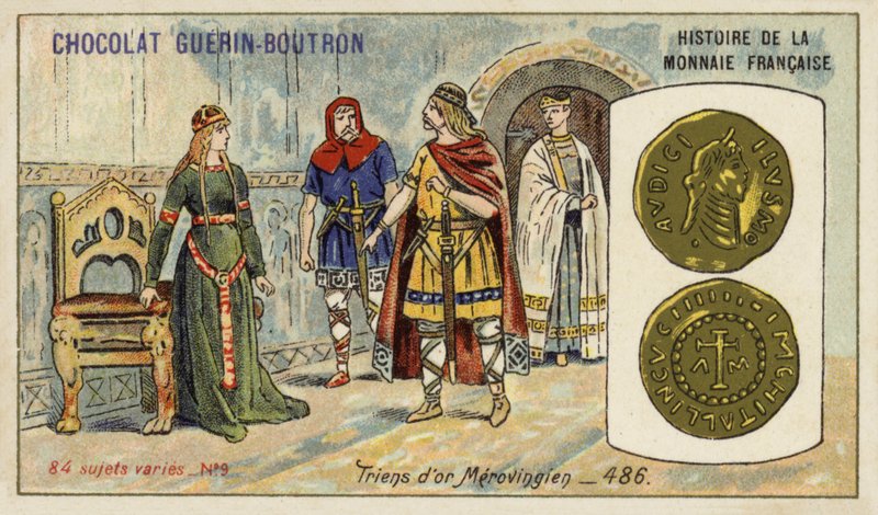 Merovingien kultatrieenit, 486 (chromolitho) tekijältä French School