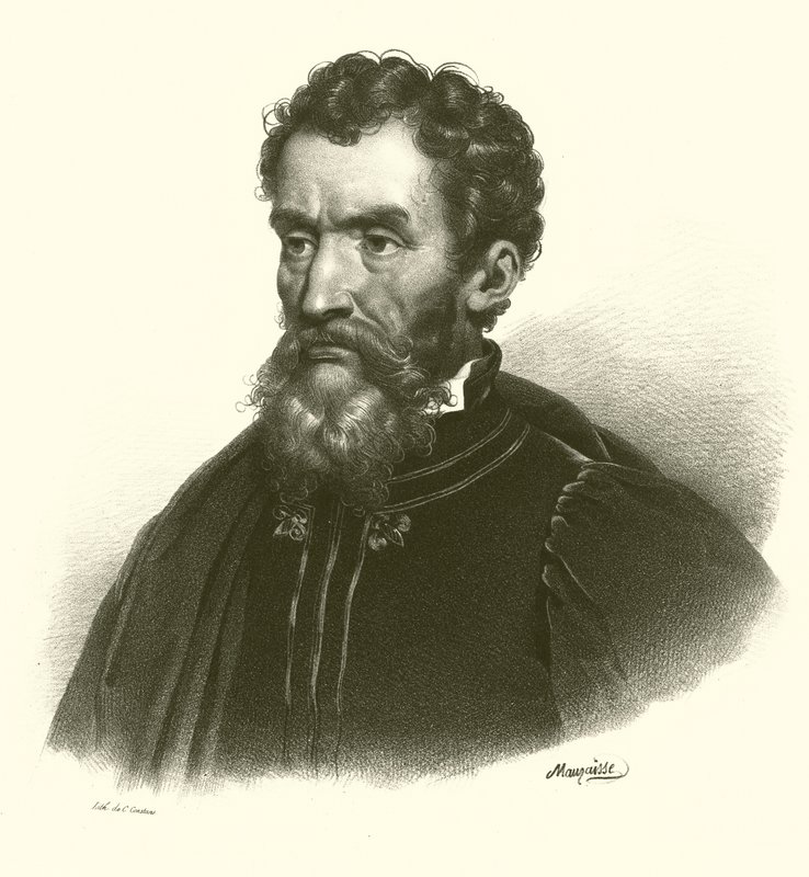 Michelangelo, muotokuva (kaiverrus) tekijältä French School