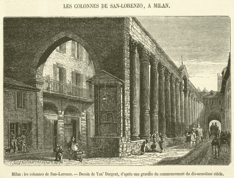 Milano, San-Lorenzon pylväät (kaiverrus) tekijältä French School