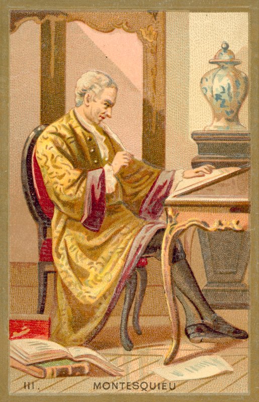 Montesquieu, ranskalainen poliittinen filosofi ja kirjailija (chromolitho) tekijältä French School