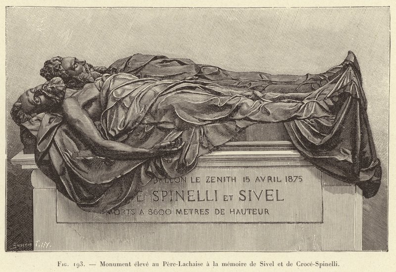 Pere-Lachaiseen Sivelin ja Croce-Spinellin muistoksi pystytetty monumentti (kaiverrus) tekijältä French School