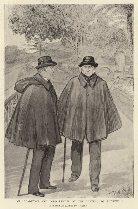 Herra Gladstone ja Lord Rendel Chateau de Thorencissa (litho) tekijältä French School