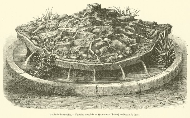 Etnografinen museo, Quonncacha Monolith Fountain, Peru (kaiverrus) tekijältä French School
