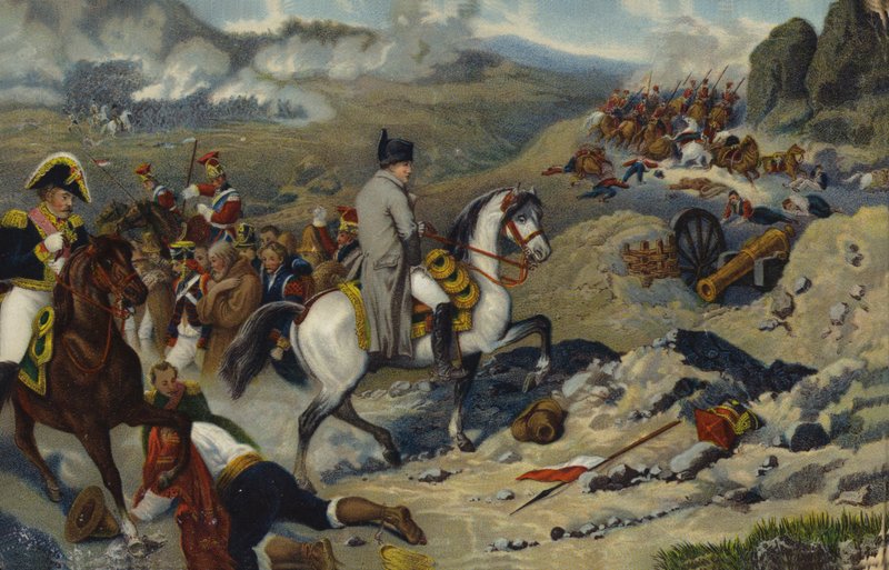 Napoleon I Wagramissa (värillinen litografia) tekijältä French School
