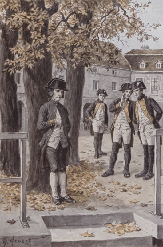 Napoleon sotakorkeakoulussa, Brienne (litografia) tekijältä French School
