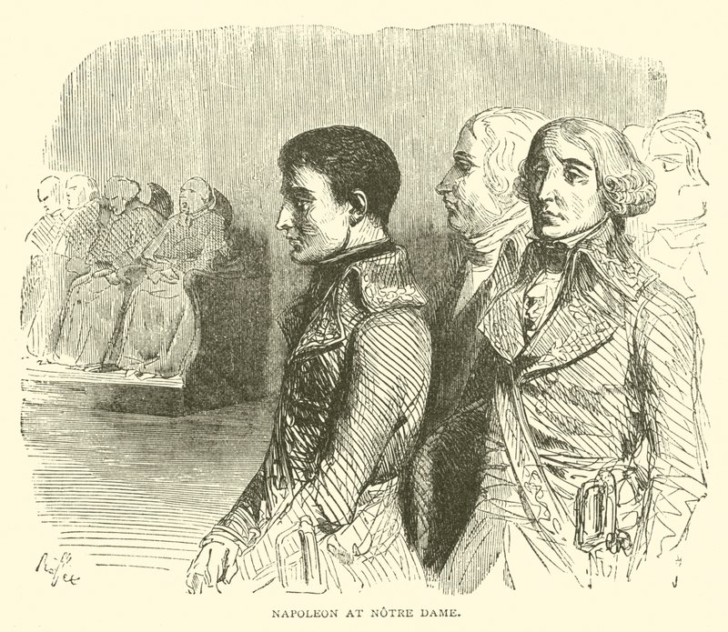 Napoleon Notre Damessa (kaiverrus) tekijältä French School