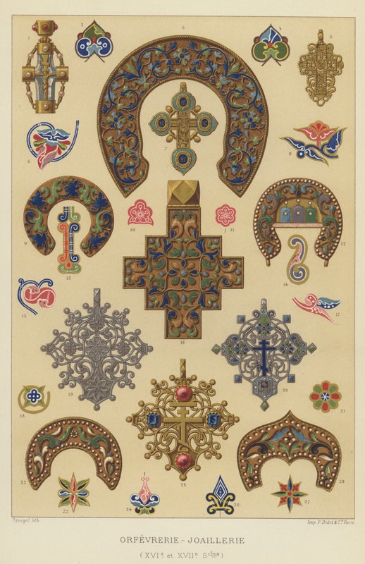 Hopeasepäntyö-korut (1500- ja 1600-luvuilla) (chromolitho) tekijältä French School