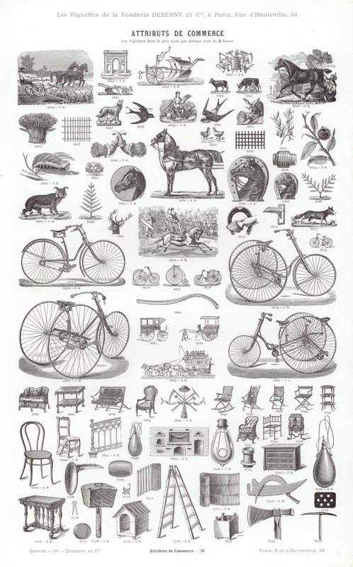 Sivu typografisista vinjeteistä (kaiverrus) tekijältä French School