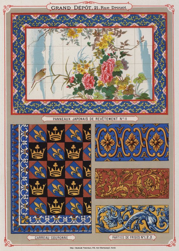 Sivu Grand Depot de Porcelaines, Faiences et Verreriesin luettelosta (värilitho) tekijältä French School