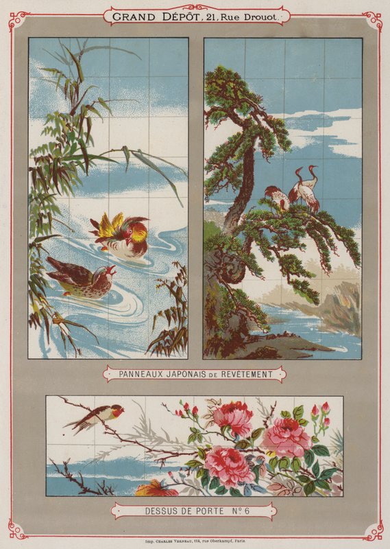 Sivu Grand Depot de Porcelaines, Faiences et Verreriesin luettelosta (värilitho) tekijältä French School