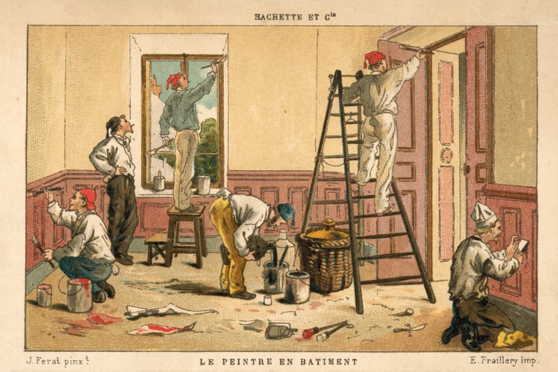 Rakennuksen sisämaalaus (chromolitho) tekijältä French School