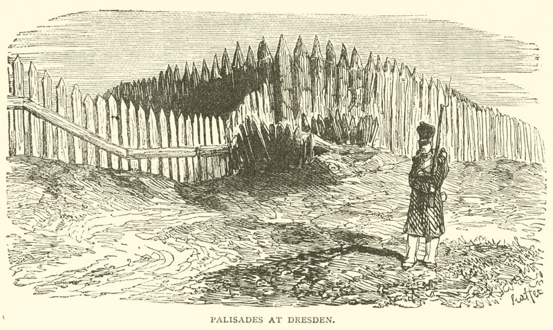 Palisades Dresdenissä (kaiverrus) tekijältä French School