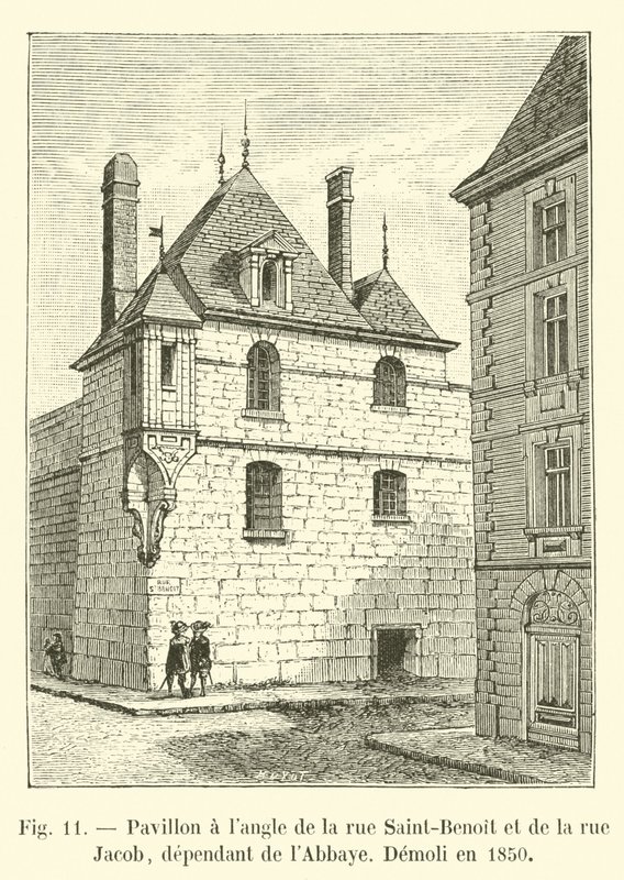 Rue Saint-Benoitin ja rue Jacobin kulmassa sijaitseva paviljonki, joka on riippuvainen luostarista, purettiin vuonna 1850 tekijältä French School