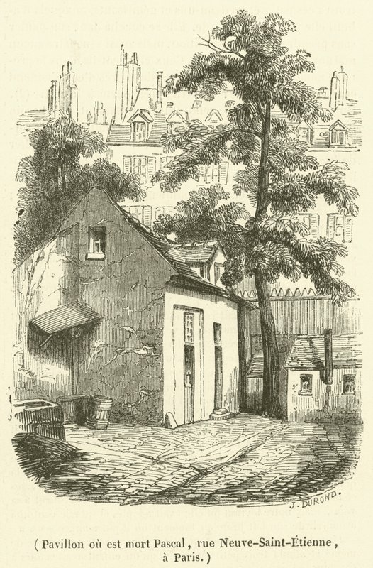 Paviljonki, jossa Pascal kuoli, rue Neuve-Saint-Etienne, Pariisi (kaiverrus) tekijältä French School
