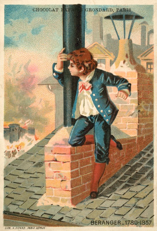 Pierre-Jean de Beranger, ranskalainen runoilija ja lauluntekijä (chromolitho) tekijältä French School
