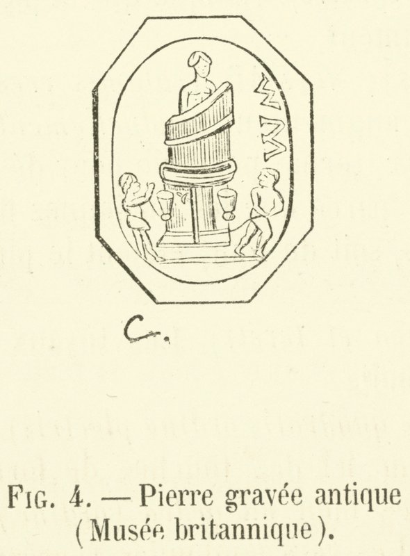 Muinainen hautakivi, British Museum (kaiverrus) tekijältä French School