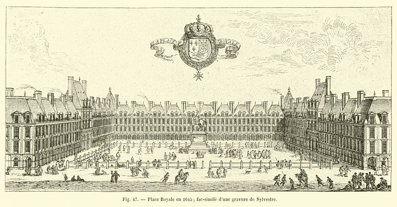 Kuninkaallinen aukio vuonna 1645; faksimile Sylvestren kaiverruksesta tekijältä French School