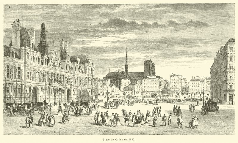 Place de Greve vuonna 1855 tekijältä French School