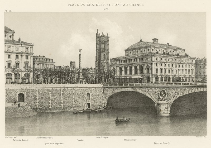 Place du Chatelet ja Pont au Change, 1876 tekijältä French School