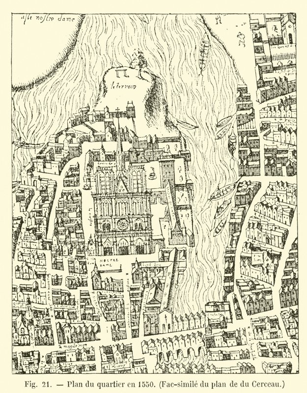 Piirin suunnitelma vuonna 1550, telekopio du Cerceaun suunnitelmasta tekijältä French School