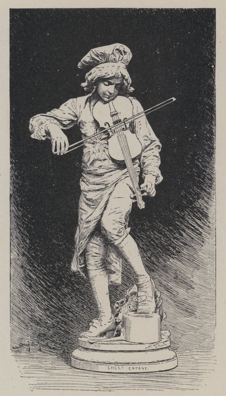 Adrien Gandezin kipsipatsas, joka kuvaa italialaissyntyistä ranskalaista säveltäjä Jean-Baptiste Lullya lapsena (kaiverrus) tekijältä French School
